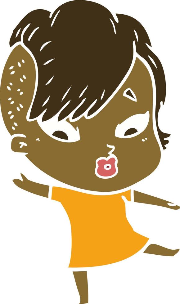 flat color style cartoon surprised girl vector