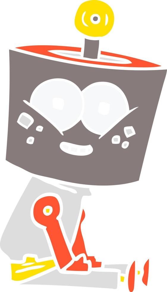 happy flat color style cartoon robot vector