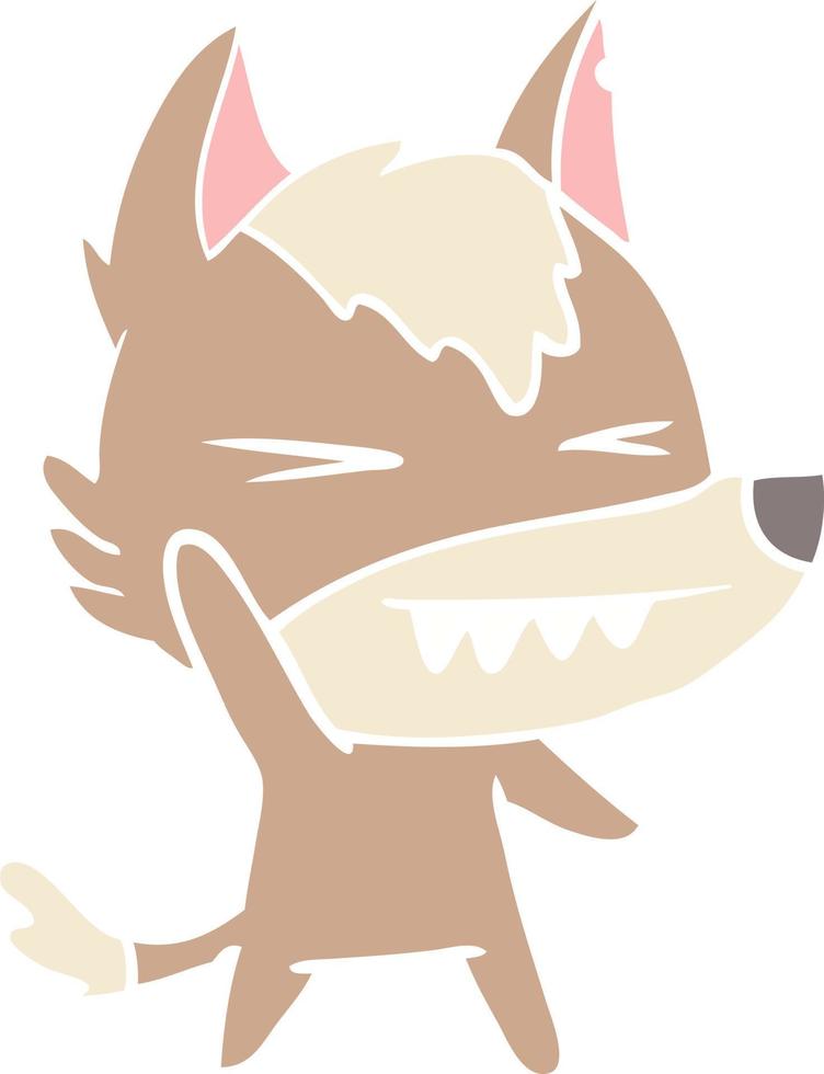 angry wolf flat color style cartoon vector