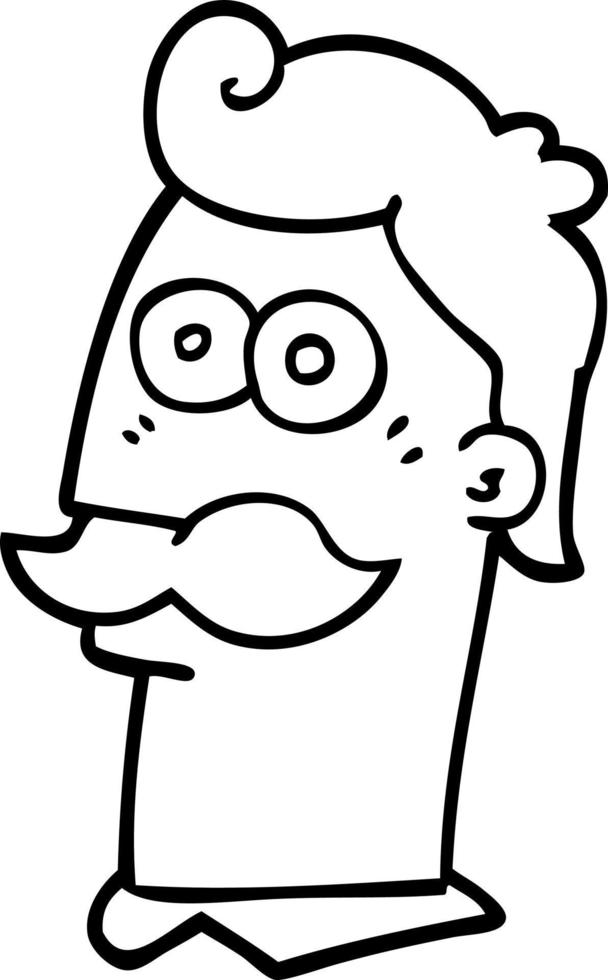 line drawing cartoon man with moustache vector