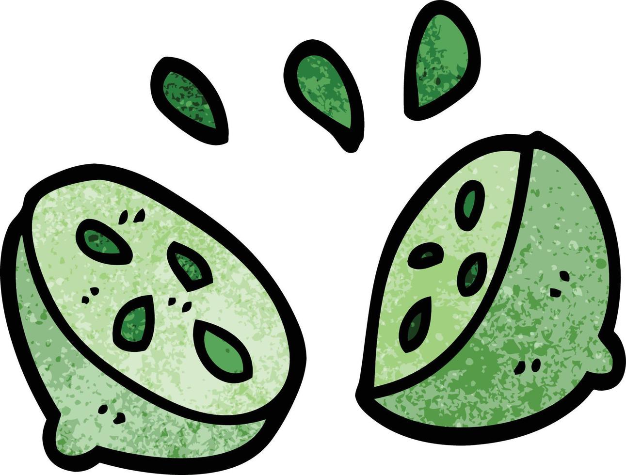 cartoon doodle of a halved lime vector