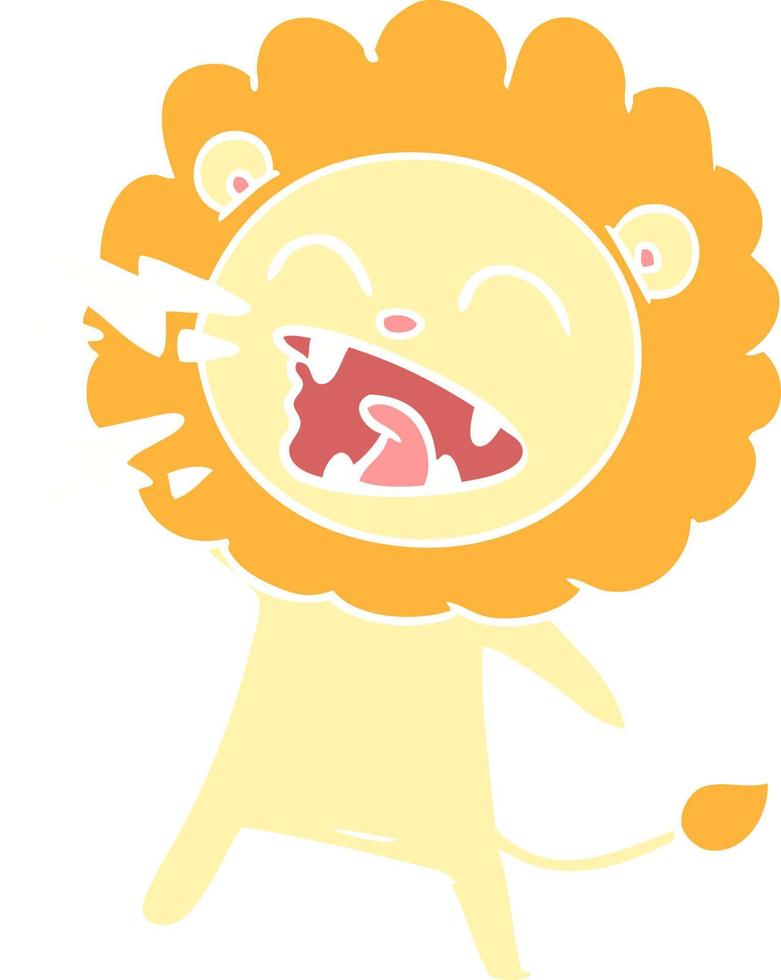 flat color style cartoon roaring lion vector