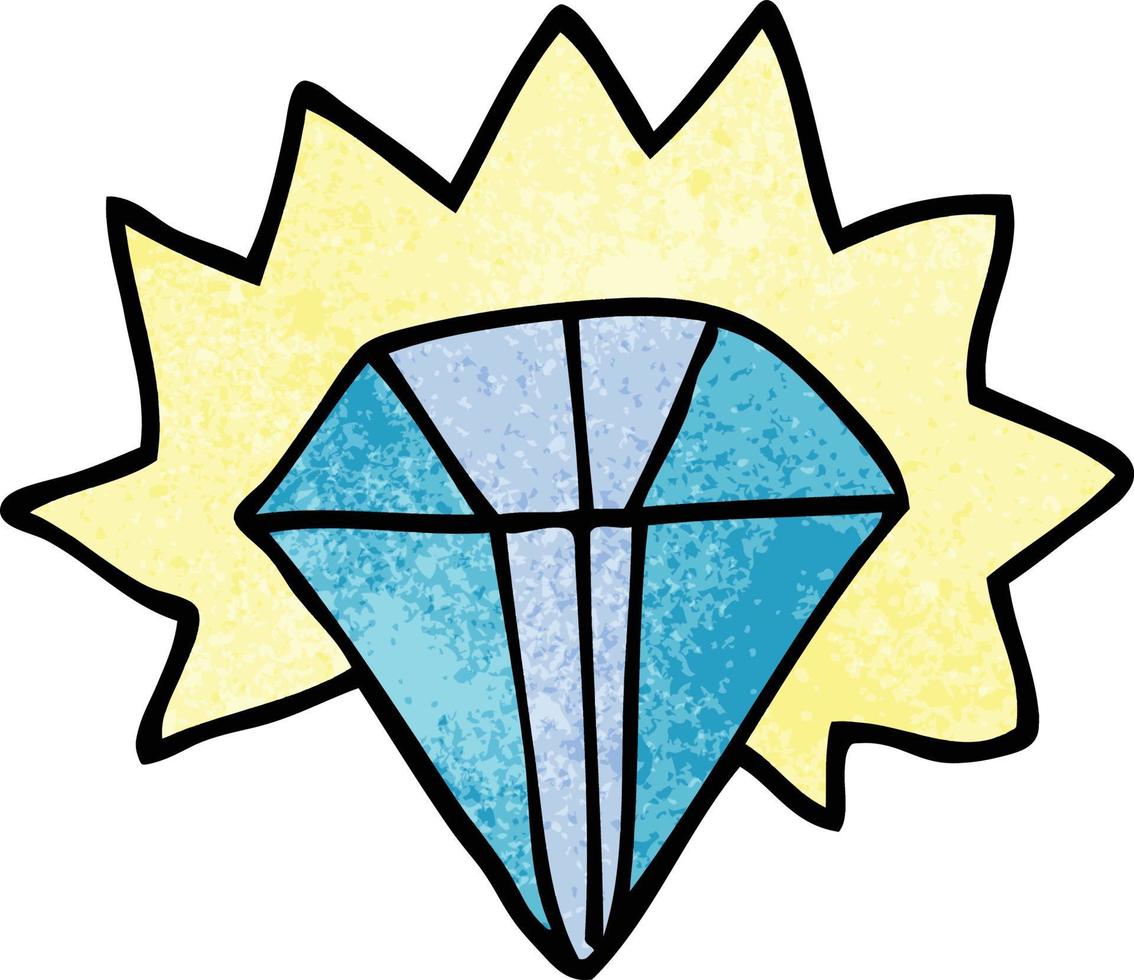 cartoon doodle shining diamond vector