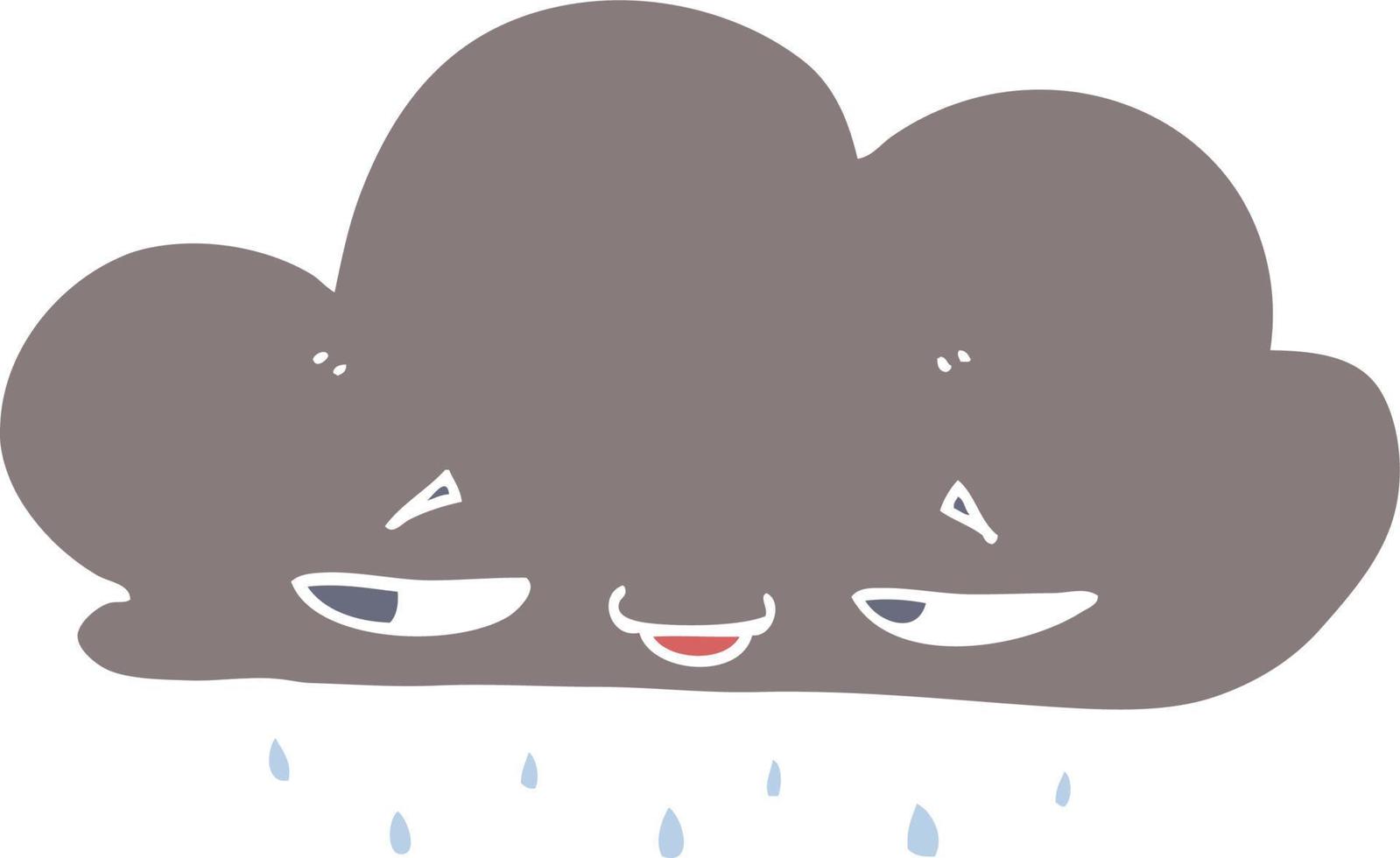 nube de lluvia de dibujos animados de estilo de color plano vector