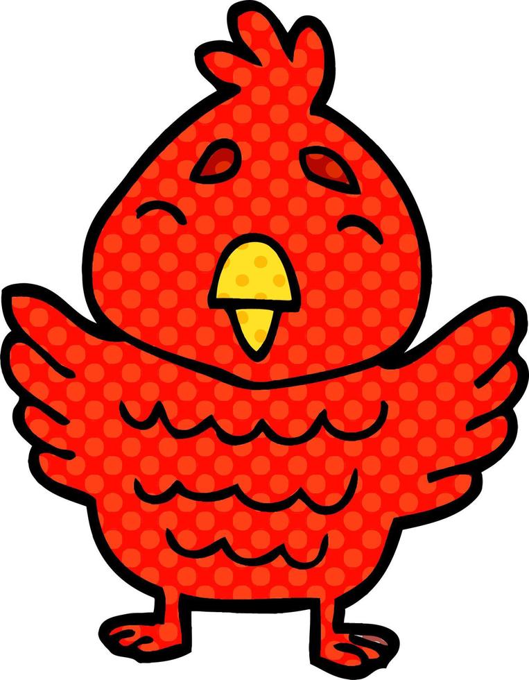 cartoon doodle red bird vector