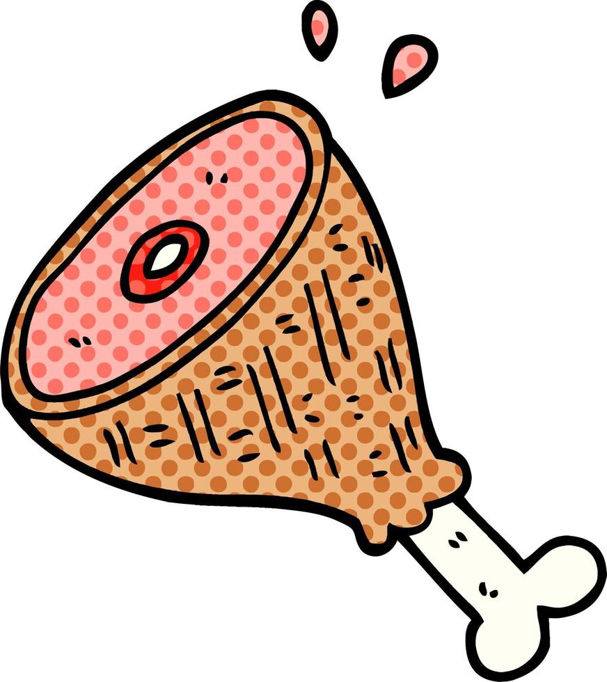 cartoon doodle cooked meat vector