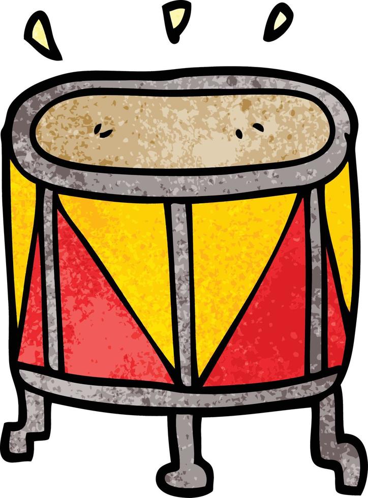 cartoon doodle drum on stand vector