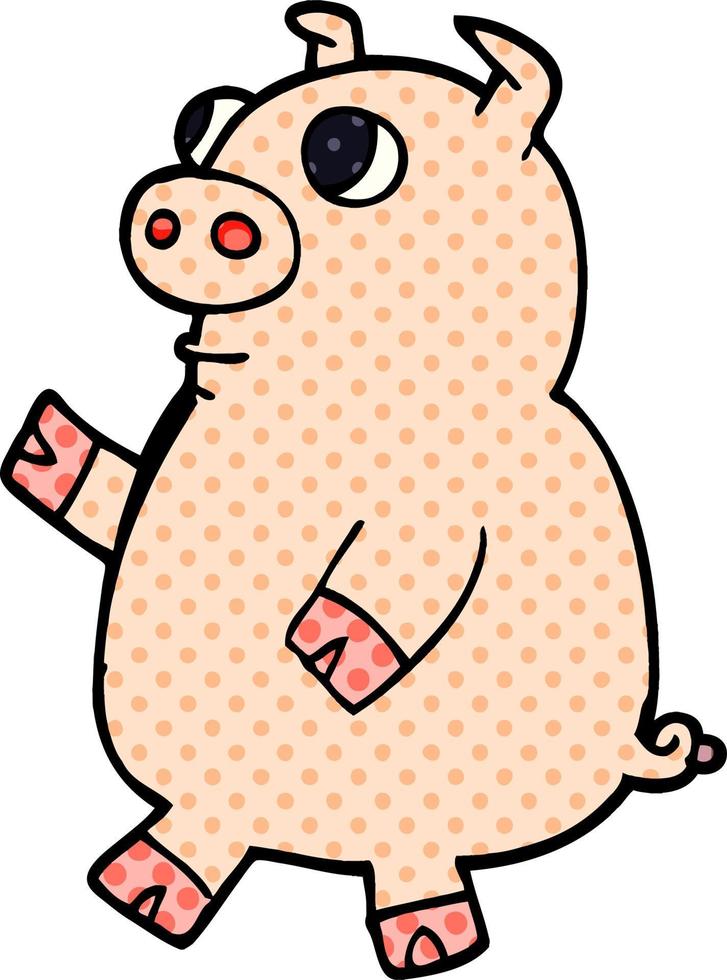 cartoon doodle funny pig vector