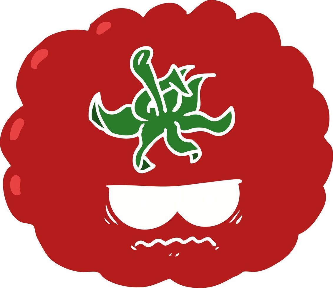 tomate enojado de dibujos animados de estilo de color plano vector