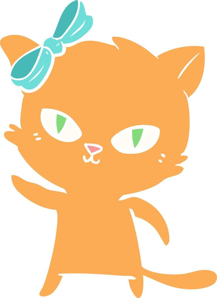 cute flat color style cartoon cat vector