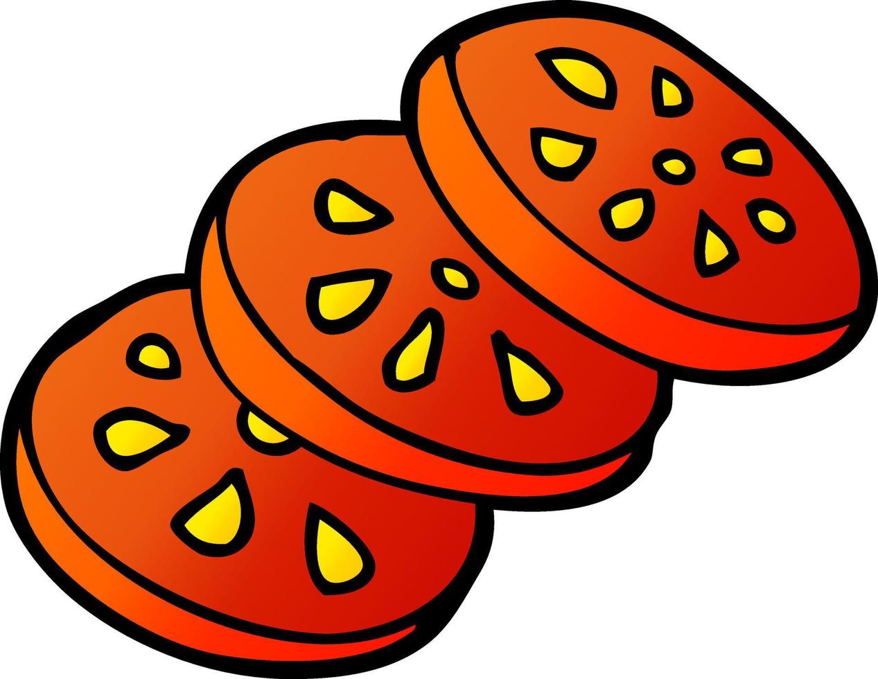 caricatura, garabato, tomate rebanado vector