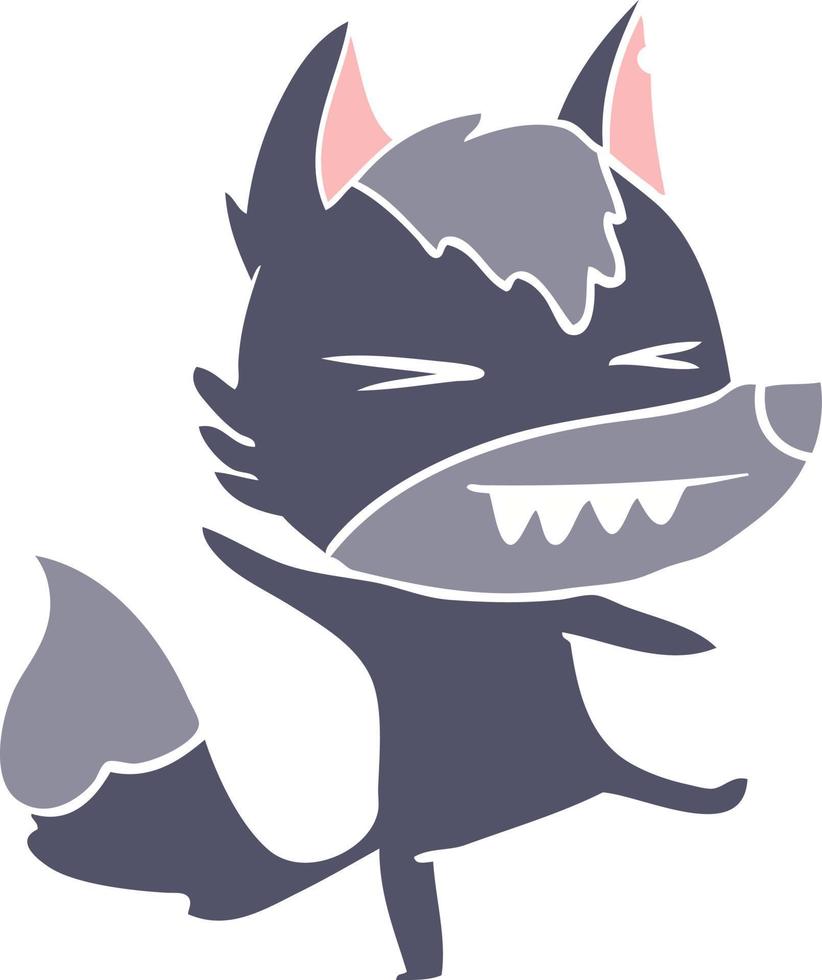 angry wolf flat color style cartoon vector