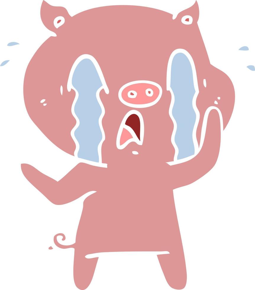 crying pig flat color style cartoon vector