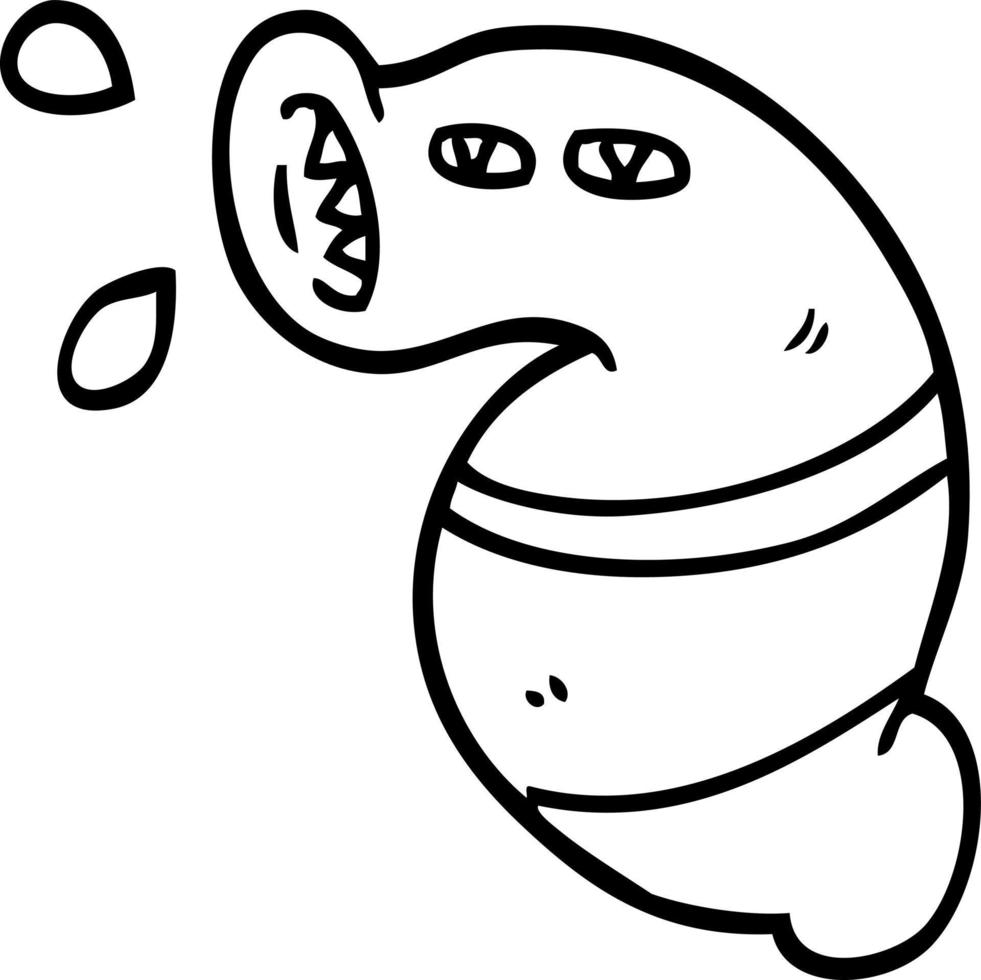 line drawing cartoon monster leech vector