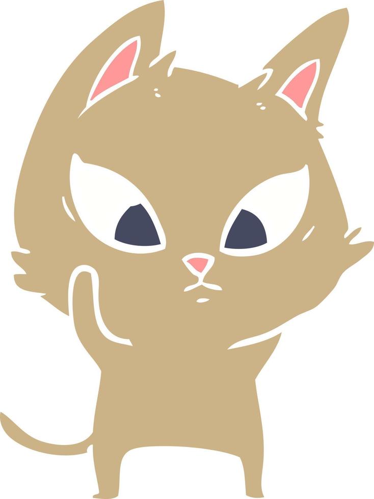 confused flat color style cartoon cat vector