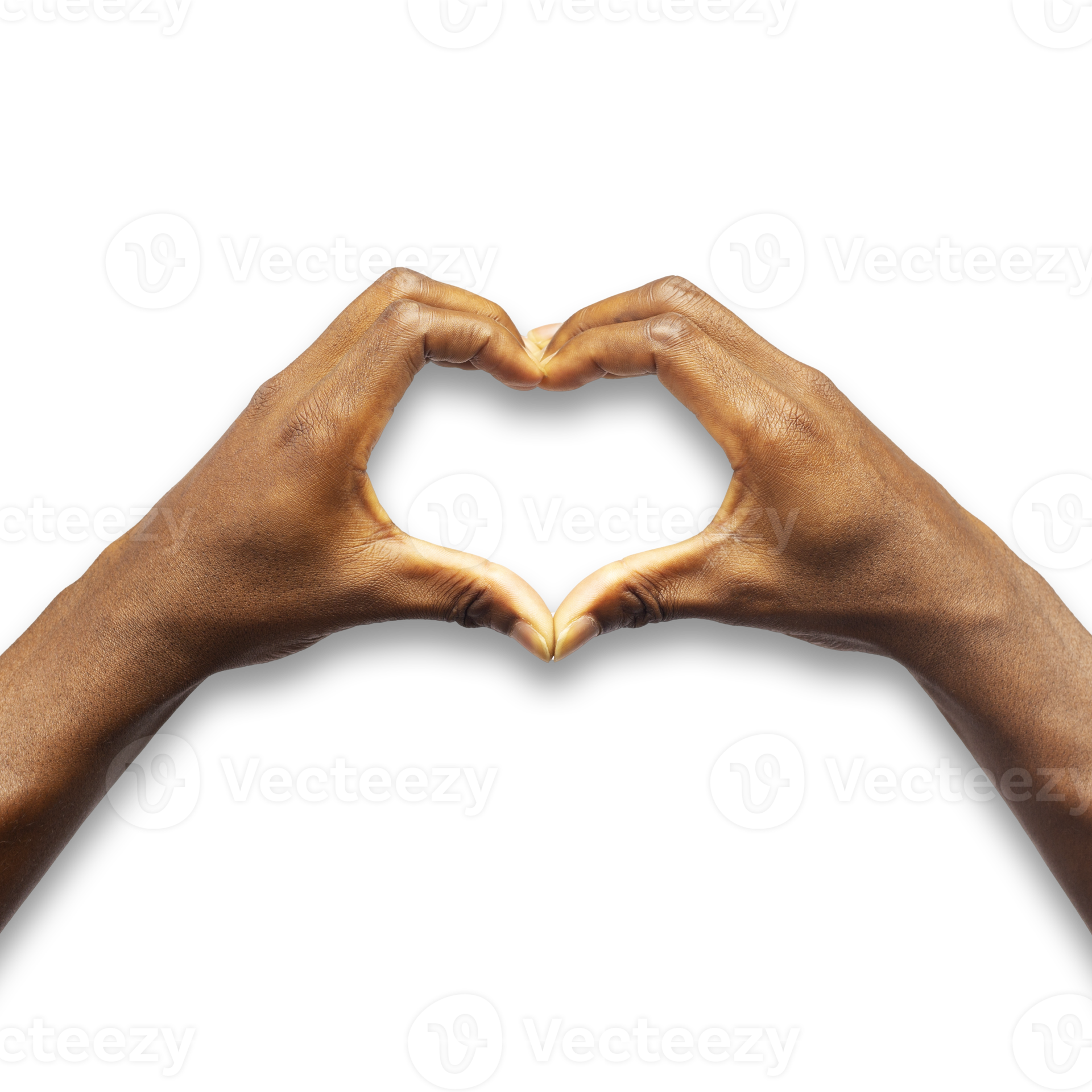 Hand making heart shape with fingers isolated on transparent background