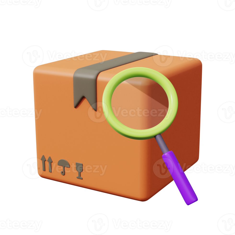 Delivery search icon. 3d render png