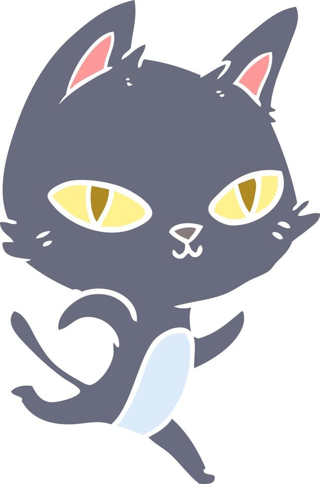 flat color style cartoon cat staring vector