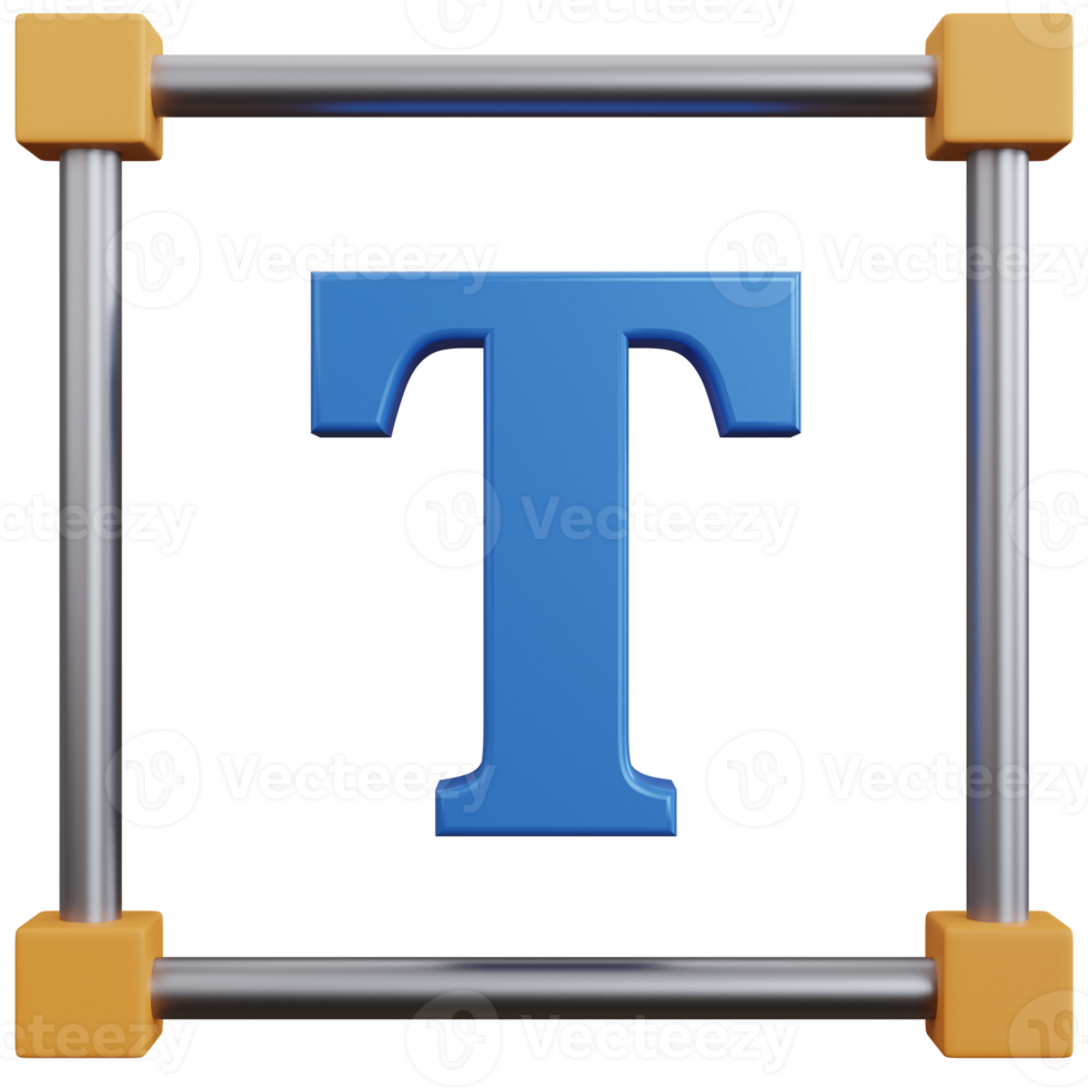 3d rendering the letter T in the box isolated png