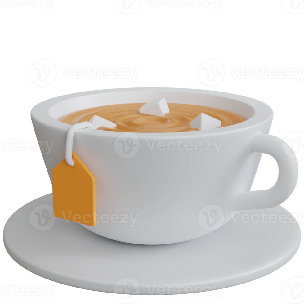 3d rendering tea and sugar isolated png