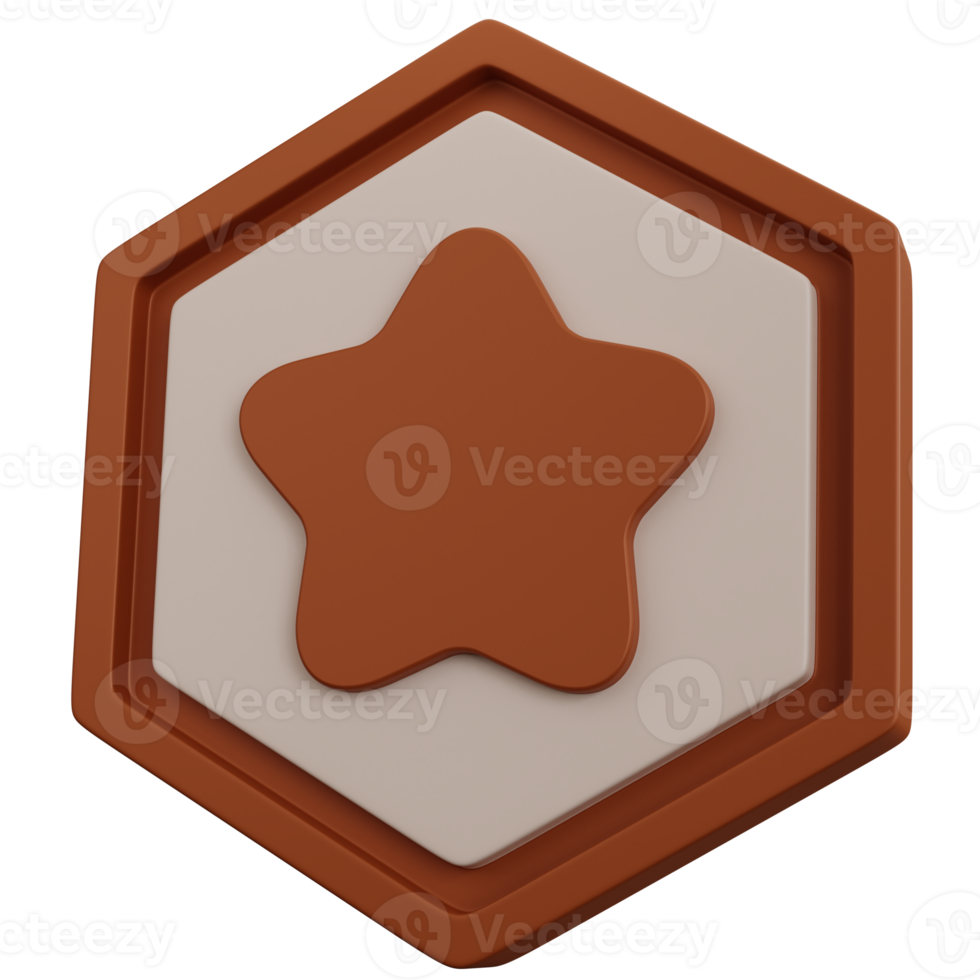 3d rendering bronze star badge isolated png