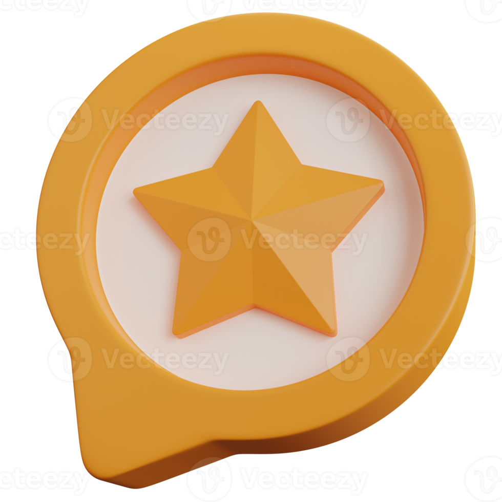 3d rendering yellow chat bubble with star isolated png