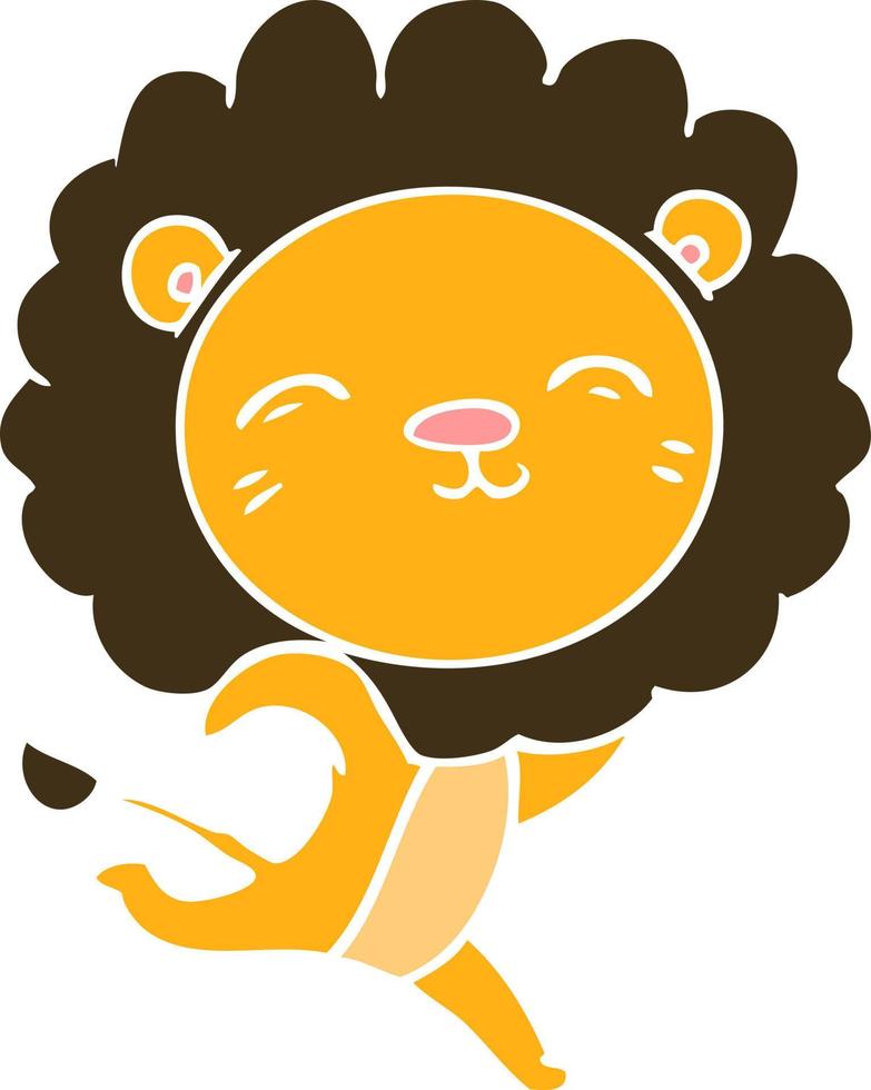 león de dibujos animados de estilo de color plano vector