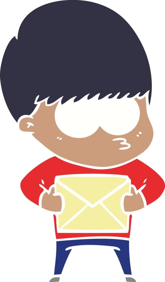 nervous flat color style cartoon boy vector