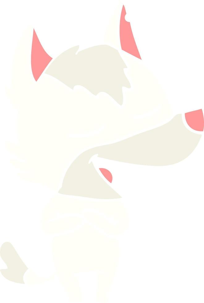 flat color style cartoon wolf laughing vector