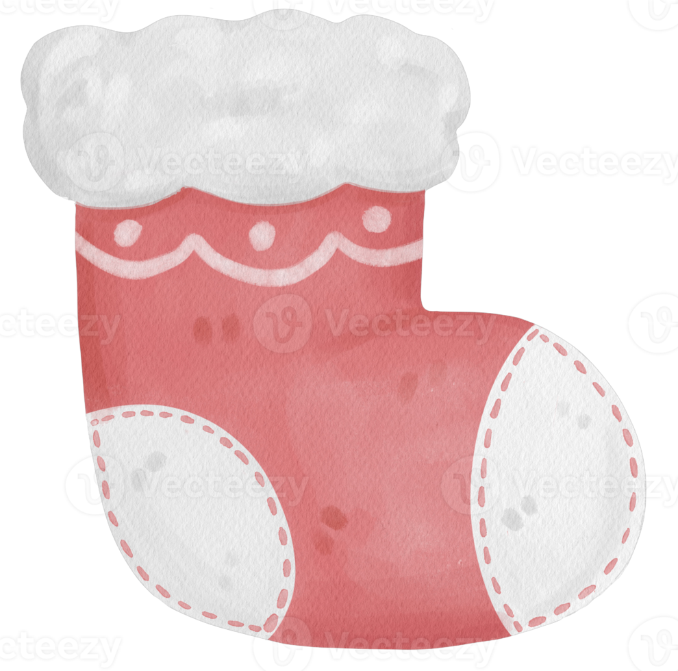 Cute Christmas sock watercolour hand draw illustration png