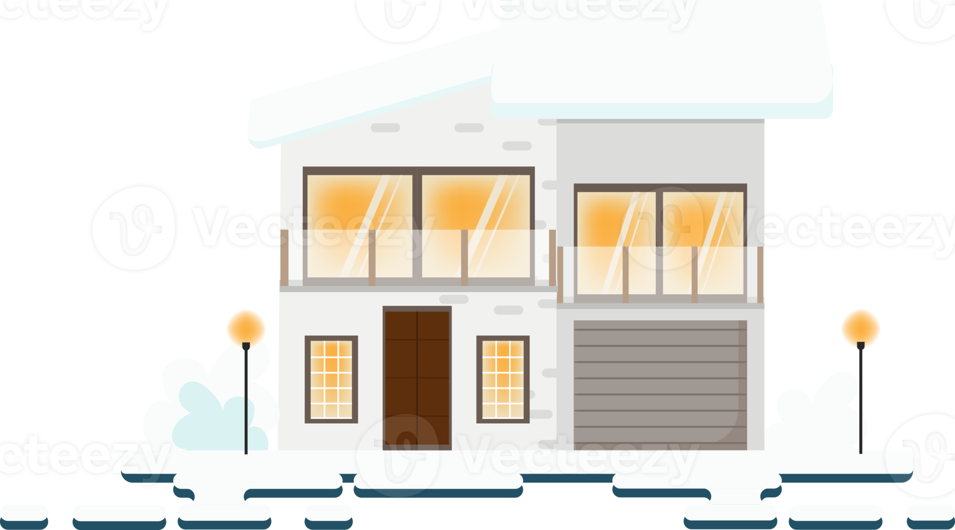 white snow cover christmas flat style house 12163040 PNG