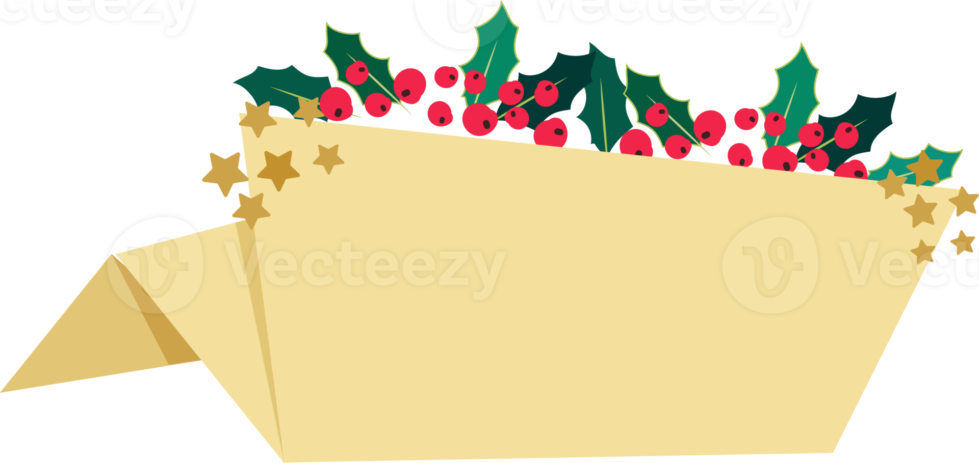 golden paper christmas berry banner png