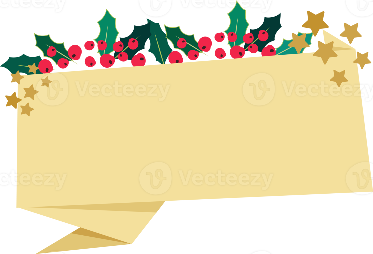 golden paper christmas berry banner png