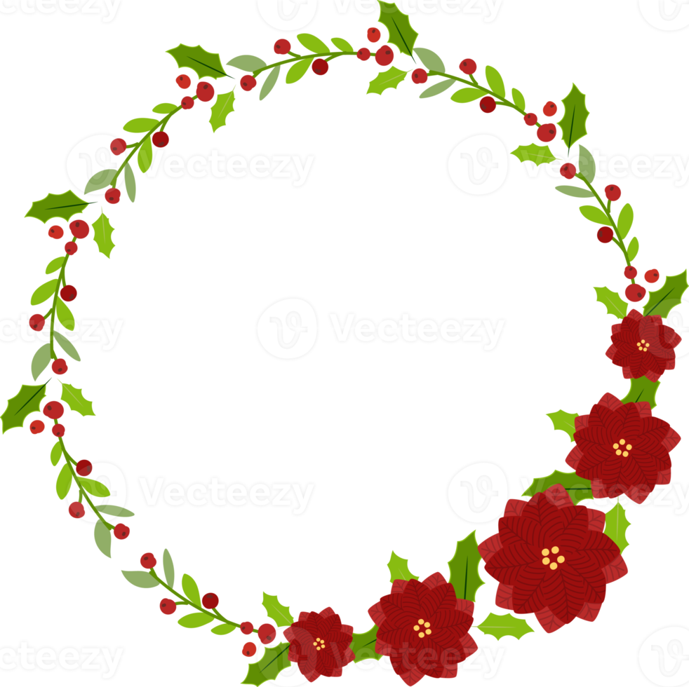 couronne minimale de fleur de poinsettia de noël png