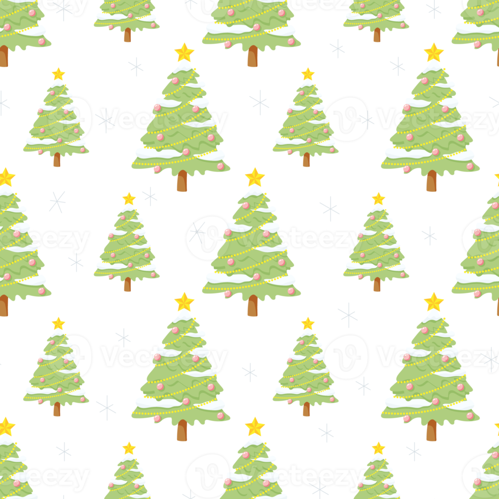 flat style green Christmas tree seamless pattern png