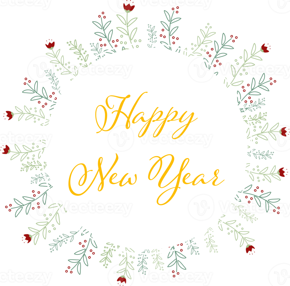 golden merry christmas calligraphy in green wreath png