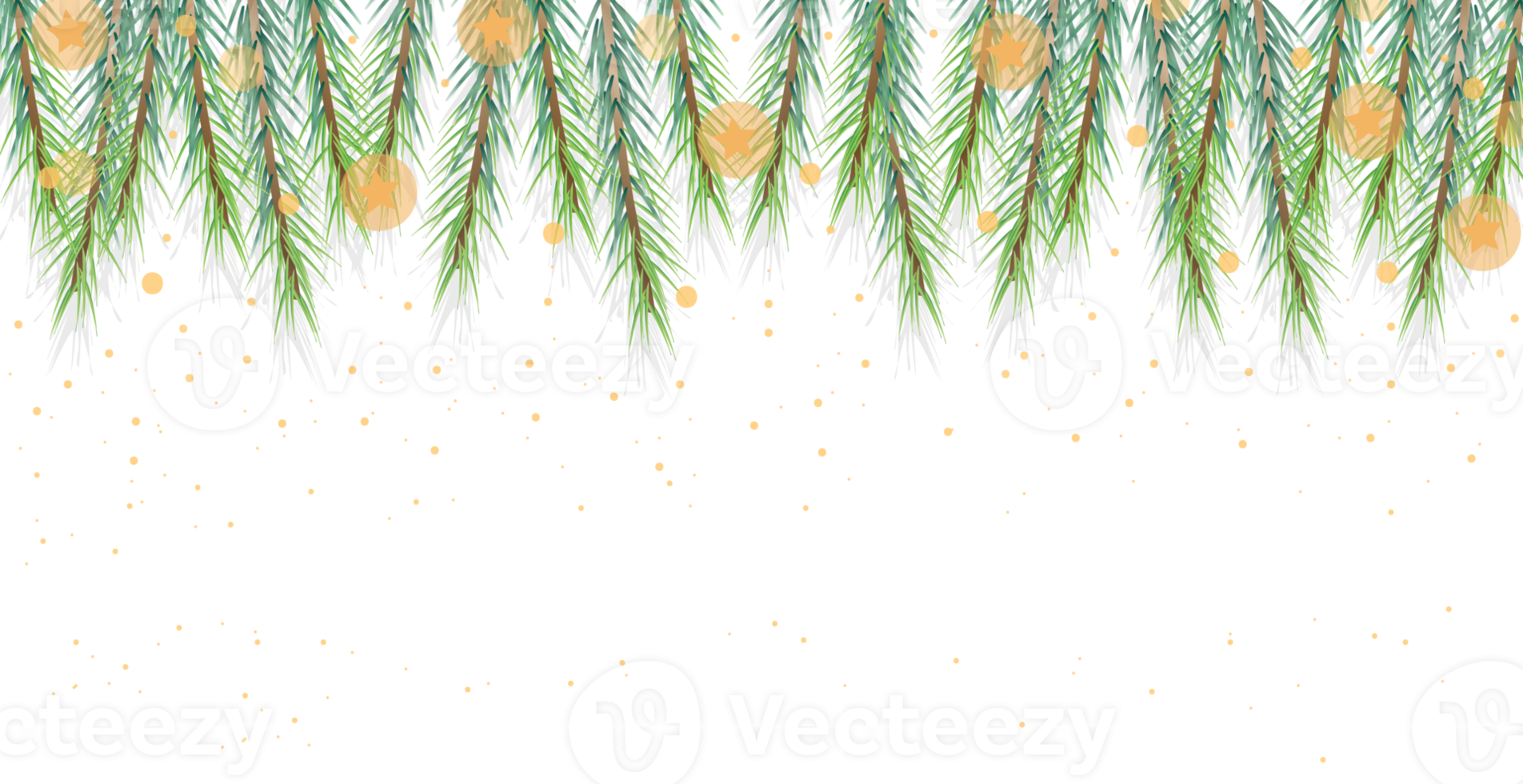 christmas pine leafs banner with yellow star lights 12163101 PNG