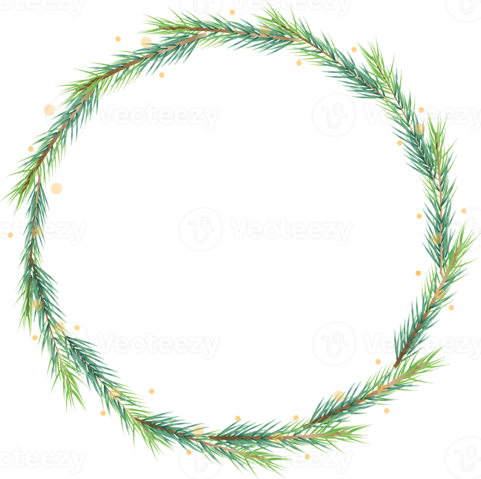 handgeschriebene frohe weihnachten auf kiefernblättern sternlichtkranzrahmen png