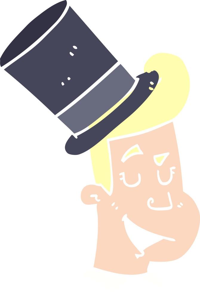 flat color style cartoon man wearing top hat vector