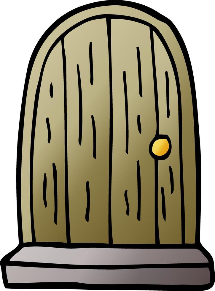 caricatura, garabato, viejo, puerta de madera vector