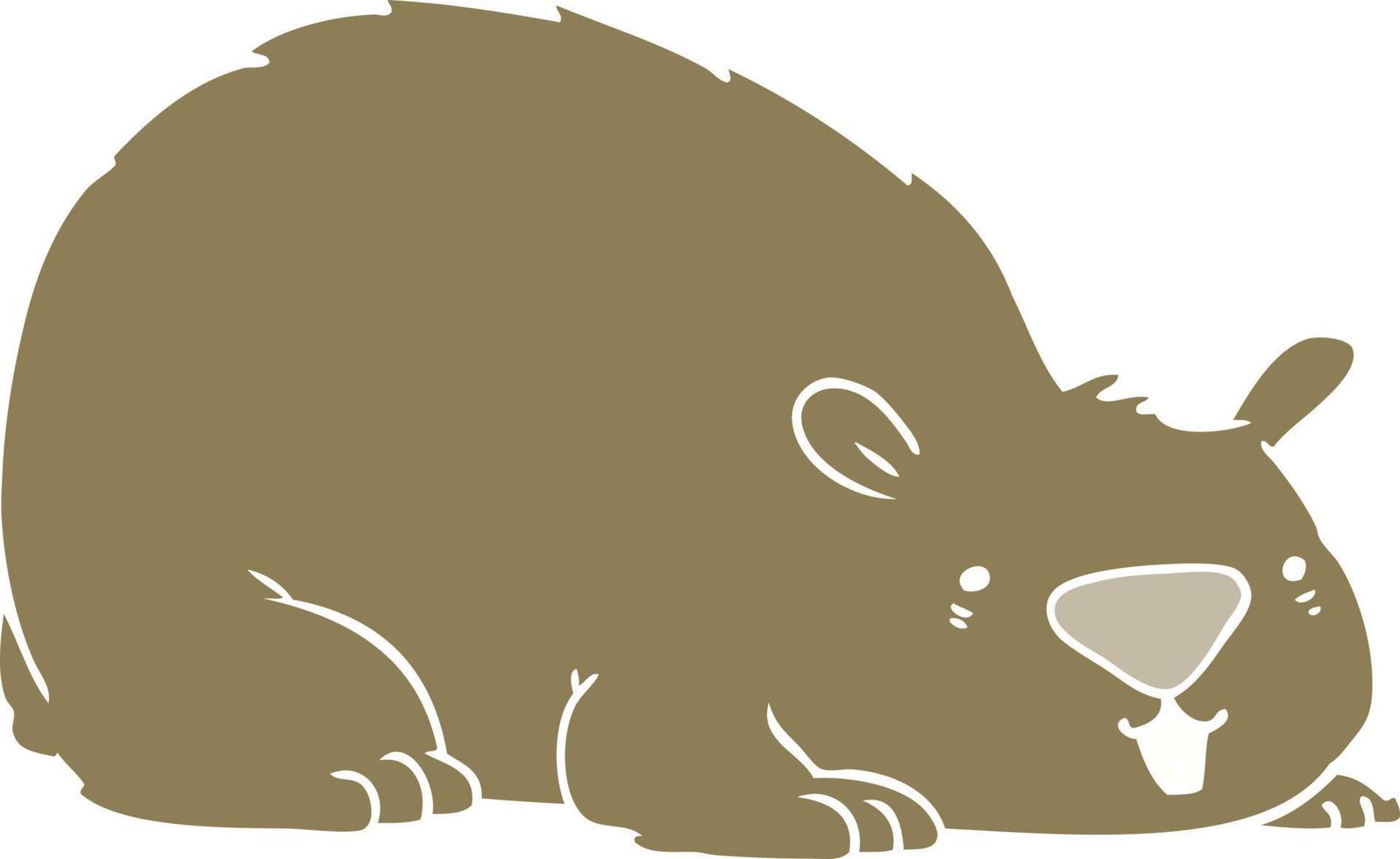 flat color style cartoon wombat vector