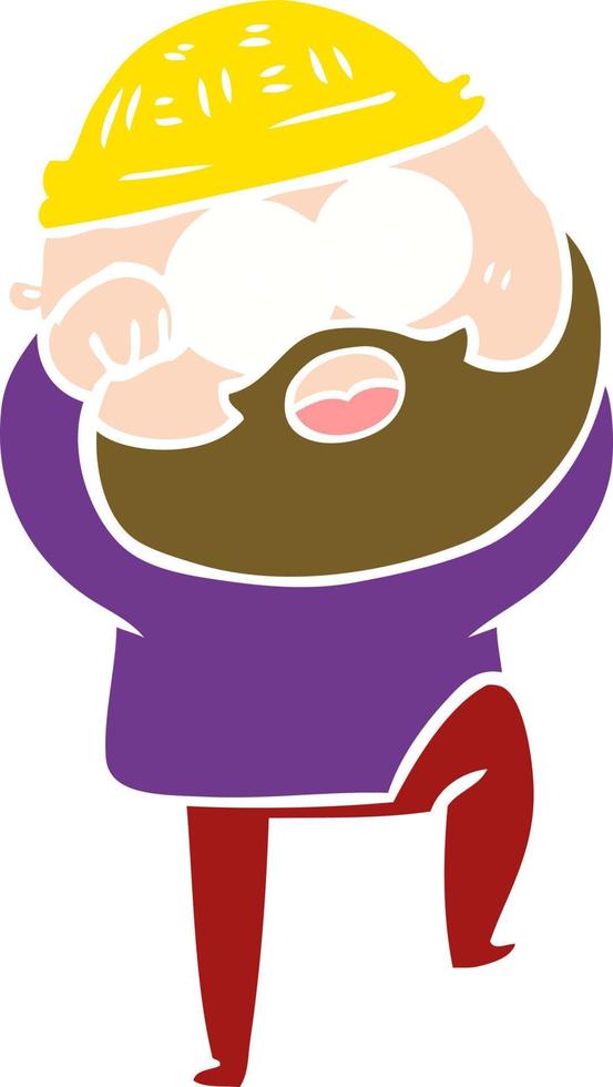 flat color style cartoon surprised bearded man vector