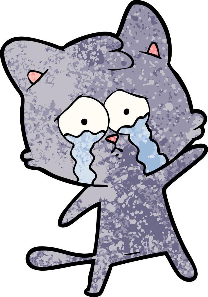 crying cartoon cat vector