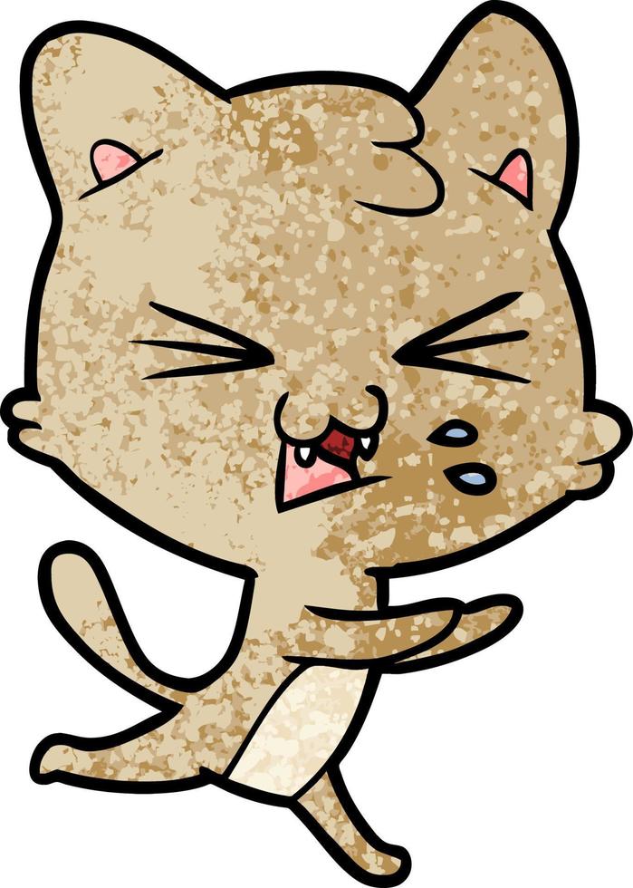 cartoon cat hissing vector