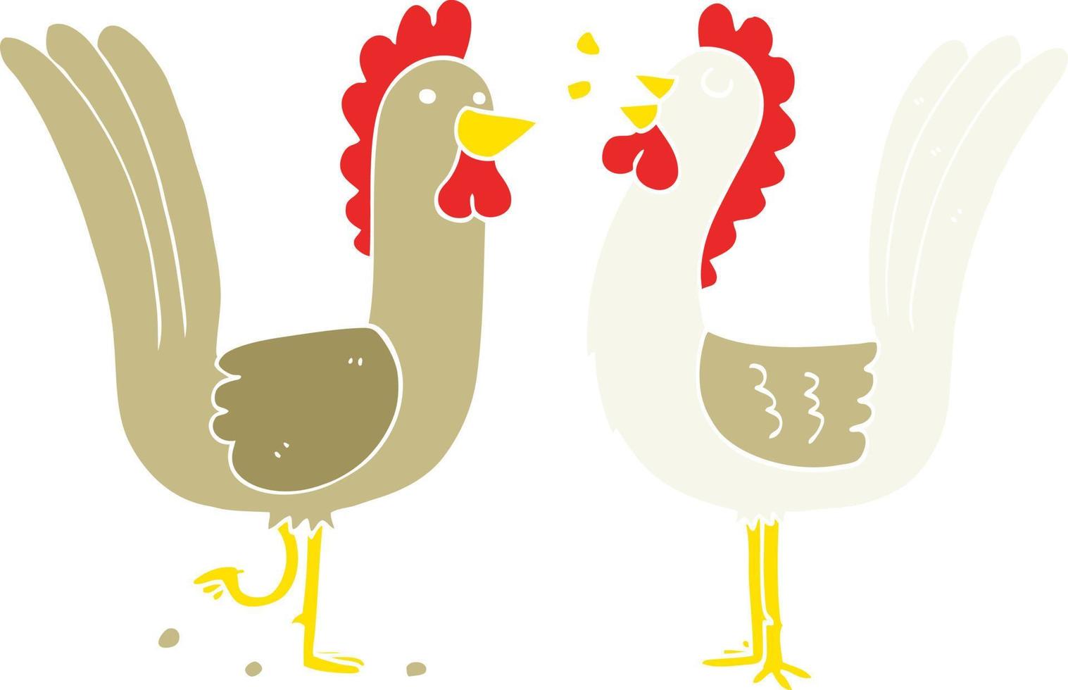 pollos de dibujos animados de estilo de color plano vector