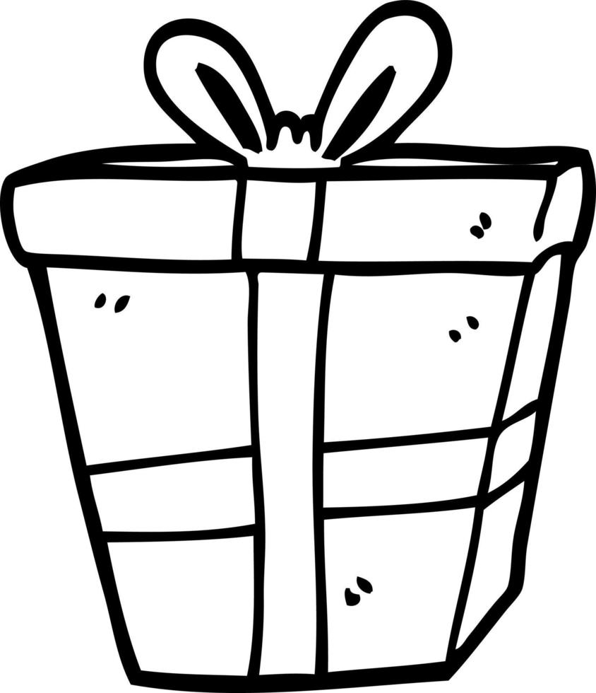 line drawing cartoon wrapped present vector