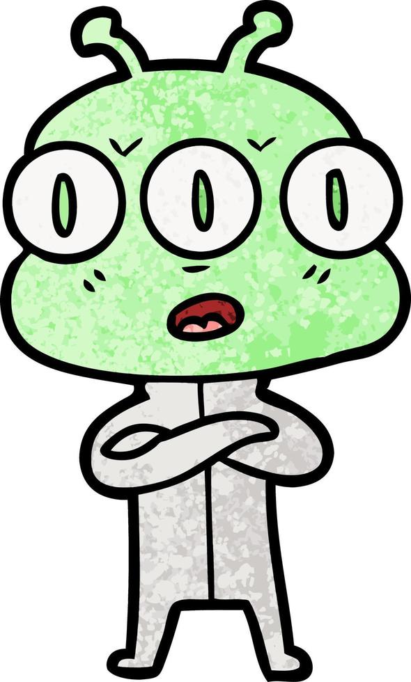 cartoon three eyed alien vector