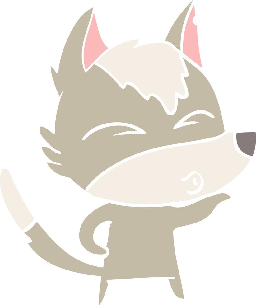 flat color style cartoon wolf pouting vector