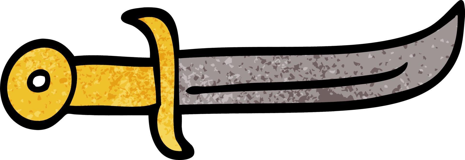 cartoon doodle curved dagger vector