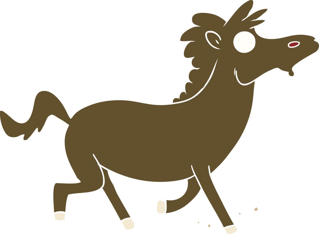 caballo corriendo de dibujos animados de estilo de color plano vector